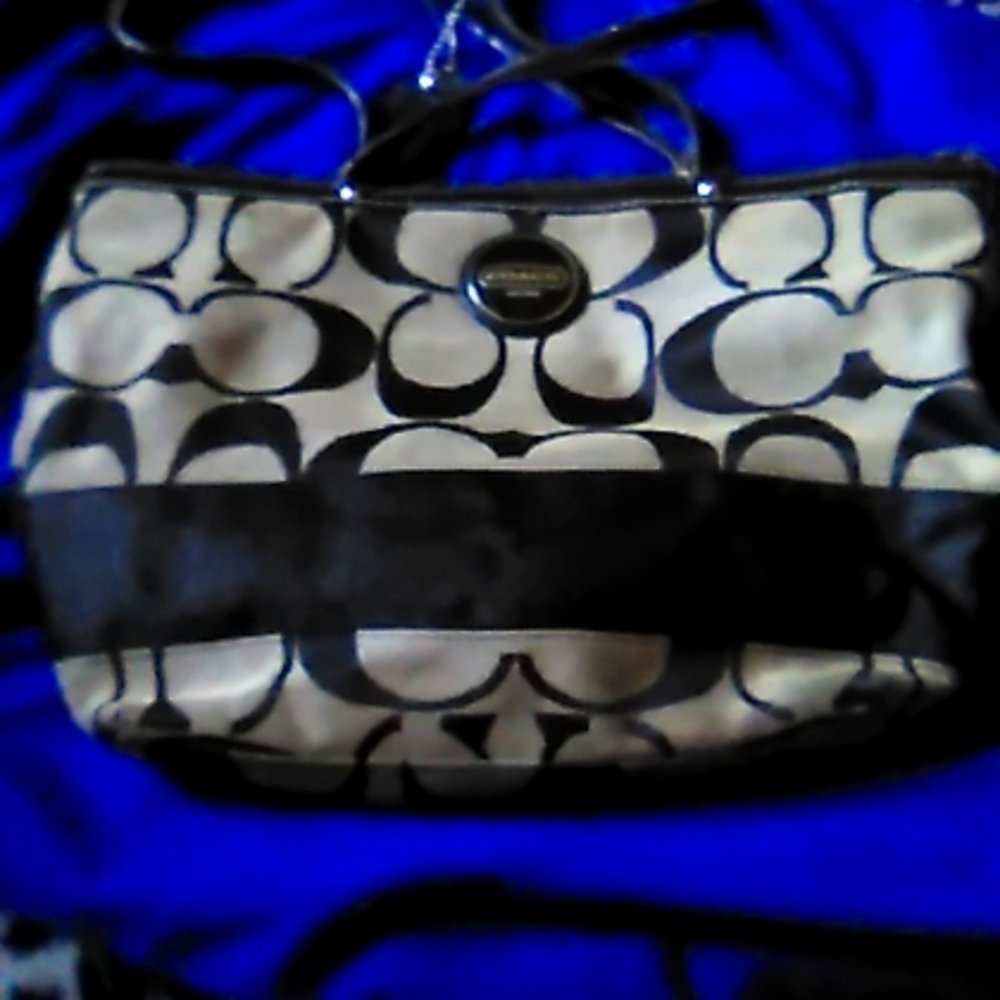 Coach Signature khaki and Black tote bag